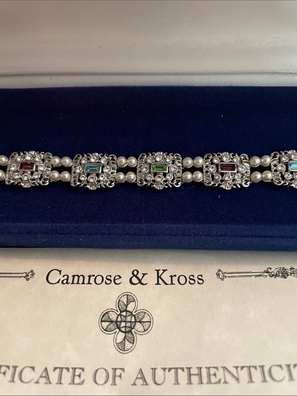 NIB Camrose &KrossSilver-Tone Multi-Gem Pearl Bracelet